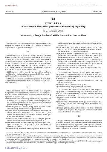 23/2008 Vyhláška Ministerstva životného prostredia Slovenskej ...