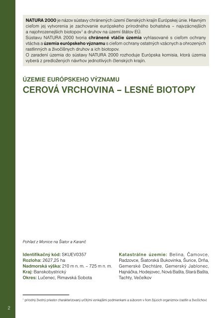 CEROVÁ VRCHOVINA – LESNÉ BIOTOPY - ŠOP SR