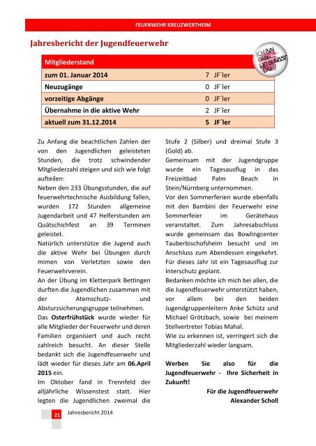 FW Kreuzwertheim Jahresbericht 2014