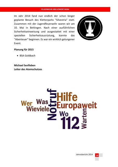 FW Kreuzwertheim Jahresbericht 2014