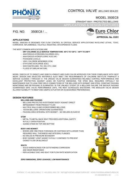 CONTROL VALVE BELLOWS SEALED - Euro Chlor