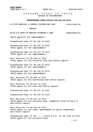 Order of Hon'ble Supreme Court dated 13.12.2012 in NEET cases