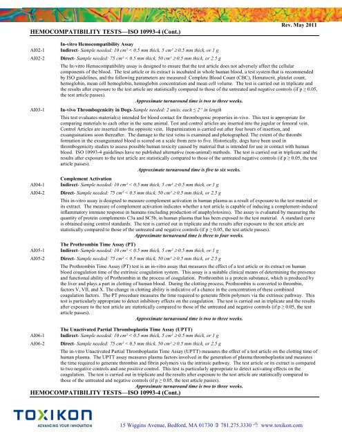 Medical Device Testing Guide - Toxikon Corporation