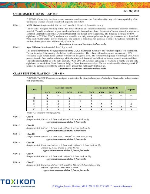 Medical Device Testing Guide - Toxikon Corporation