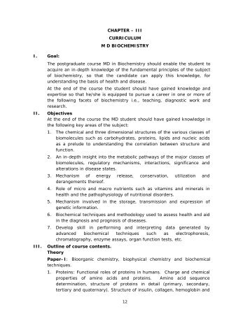 III CURRICULUM MD BIOCHEMISTRY I. Goal - JSS University ...