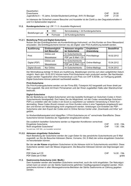 Termine Preise Dienstleistungen - Olma Messen St.Gallen