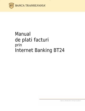 Procedura de plata a facturilor prin BT24 - Banca Transilvania