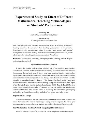 Experimental Study on Effect of Different Mathematical Teaching ...