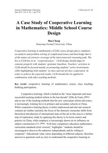 A Case Study of Cooperative Learning in Mathematics: Middle ...