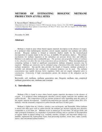 method of estimating biogenic methane production at fill sites