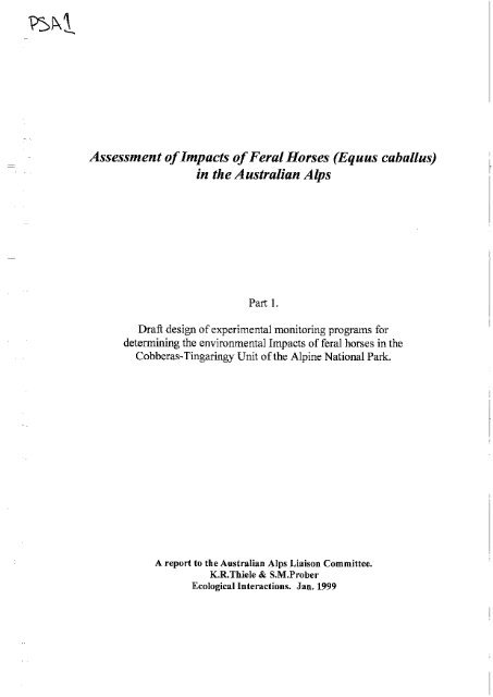 Assessment of Impacts of Feral Horses - Australian Alps National ...