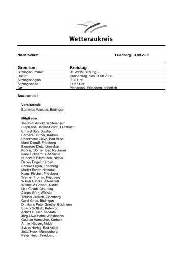 Gremium Kreistag - Der Wetteraukreis