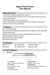 Digital Photo Frame User Manual Safety precaution - Westwell