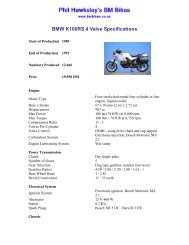 BMW K100RS 4 Valve Specifications - BM Bikes, BMW Motorcycle ...
