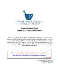 Manual!for!Preceptors! - Presbyterian College School of Pharmacy