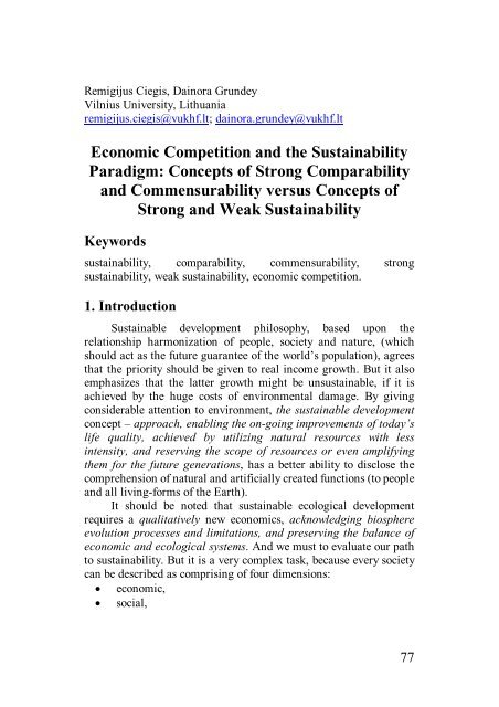 Concepts of Strong Comparability and Commensurability versus ...