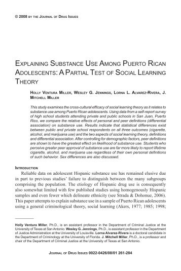 explaining substance use among puerto rican adolescents: a partial ...