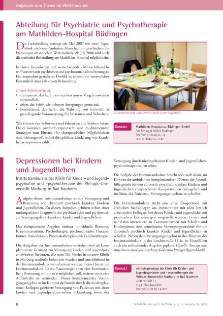 Depression und Angst: in unserer Zeit - Der Wetteraukreis