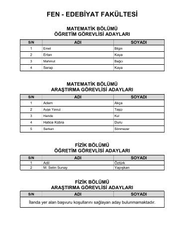 FEN - EDEBÄ°YAT FAKÃLTESÄ° - Piri Reis Ãniversitesi