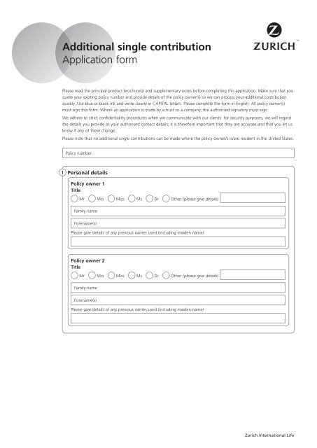 travel claim form zurich