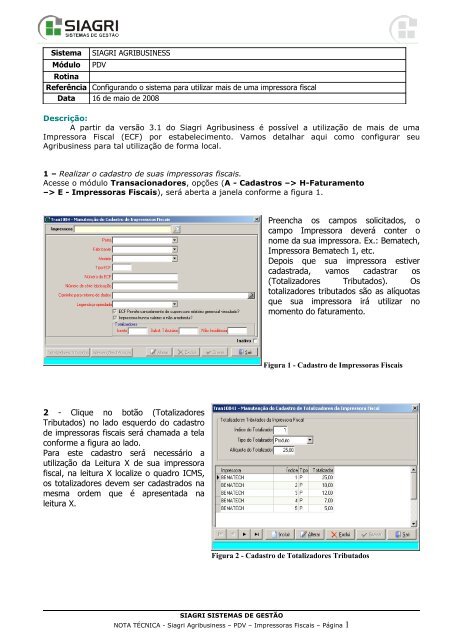 P D V Configurando o sitema para utilizar mais de uma ... - Siagri