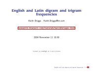 English and Latin digram and trigram frequencies - Keith Briggs