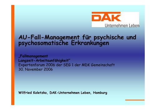 AU-Fall-Management fÃ¼r psychische und psychosomatische ...