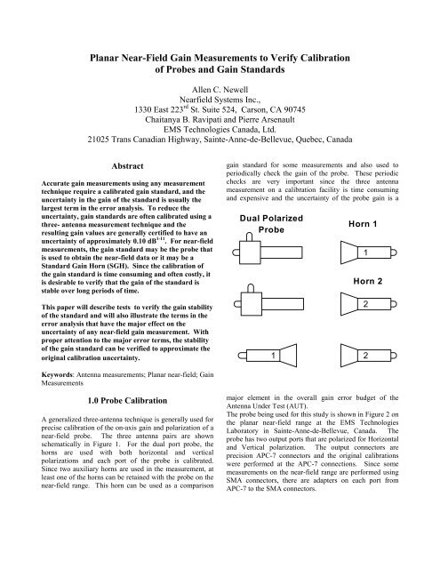 Planar Near-Field Gain Measurements to Verify Calibration of ...