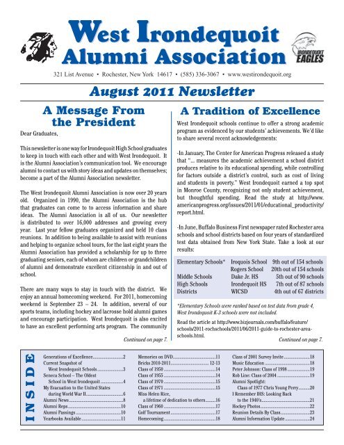 2008 Newsletter - West Irondequoit Central School District