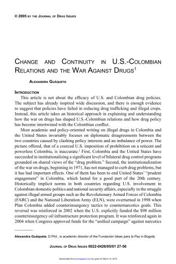 change and continuity in us-colombian relations and the war against ...