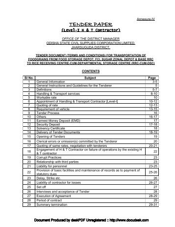 TENDER PAPER TENDER PAPER - District Website