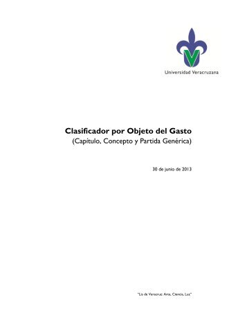 Clasificador por Objeto del Gasto - UV - Universidad Veracruzana