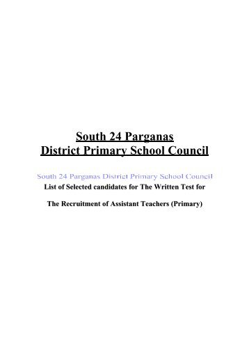 South 24 Parganas District Primary School Council - Zps24pgs.gov.in