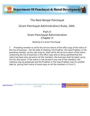 (Gram Panchayat Administration) Rules, 2004 - Siprd.org.in