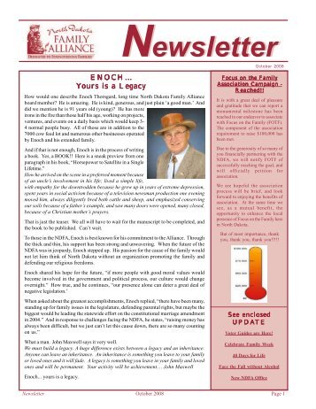 October 2008 Policy News - North Dakota Family Alliance