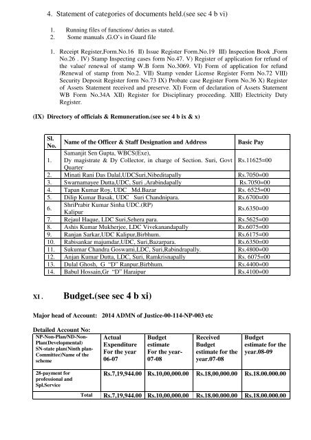 INFORMATION U/S 4 TO OF R.T.I Act. (Regarding ... - Birbhum District