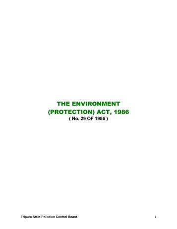 THE ENVIRONMENT (PROTECTION) ACT, - Government of Tripura