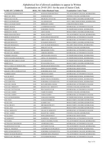 ECWise Applicants Report Query - Kendrapara