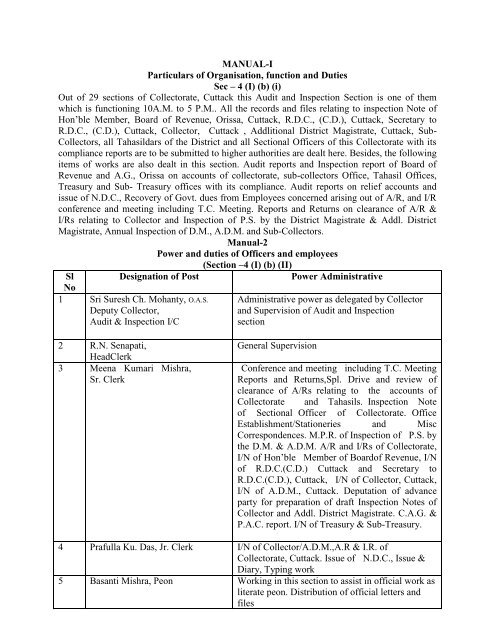 deputy collector, audit & inspection - Cuttack