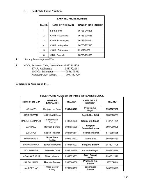 DISTRICT EMERGENCY TELEPHONE DIRECTORY - Cuttack