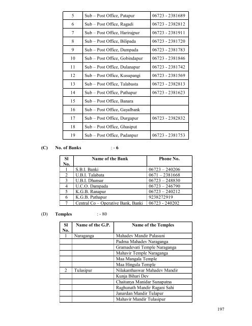 DISTRICT EMERGENCY TELEPHONE DIRECTORY - Cuttack