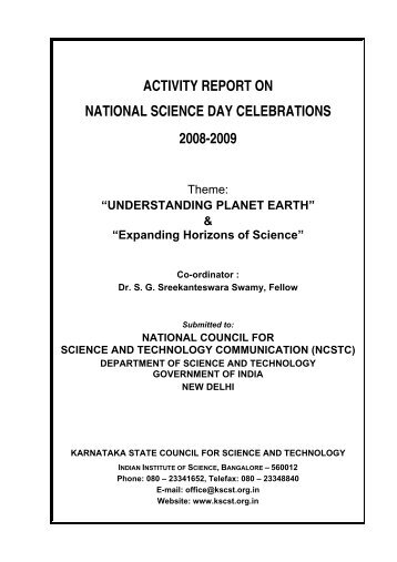 activity report on national science day celebrations 2008-2009