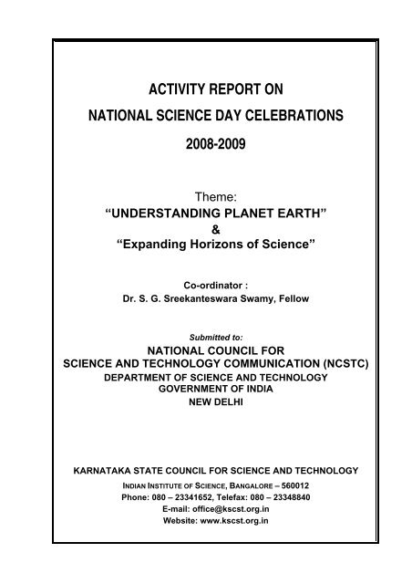 activity report on national science day celebrations 2008-2009