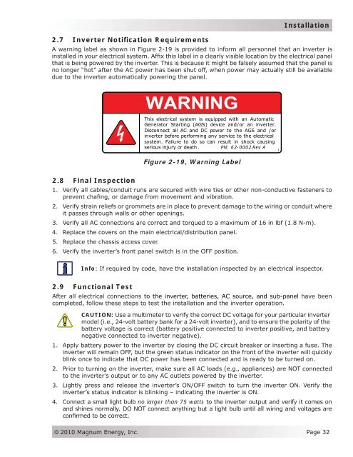 RD Series Owner's Manual - Magnum Energy