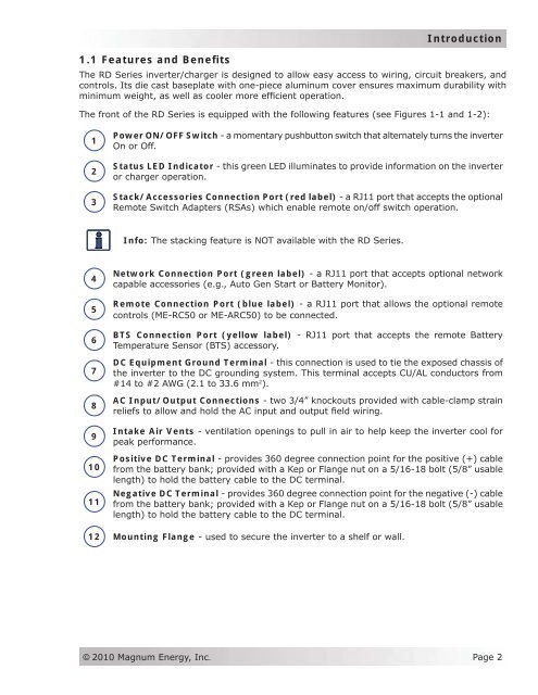 RD Series Owner's Manual - Magnum Energy