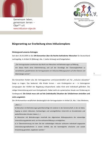 BÃ¼rgerantrag zur Erarbeitung eines Inklusionsplans - Inklusion Olpe ...