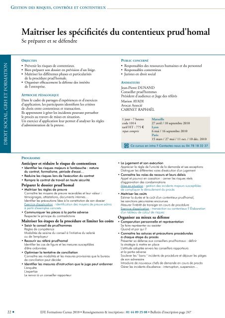 Formations cursus 2010 - Efe