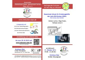 Flyer - Inklusion Olpe / Gemeinsam leben, gemeinsam lernen