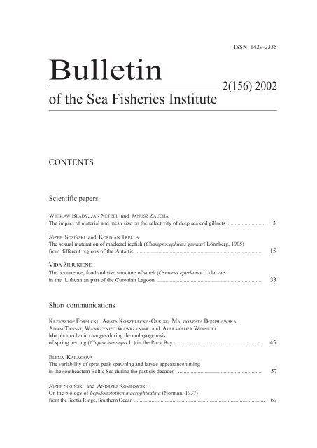 Bulletin of the Sea Fisheries Institute 2 (156) 2002 - CEEMaR