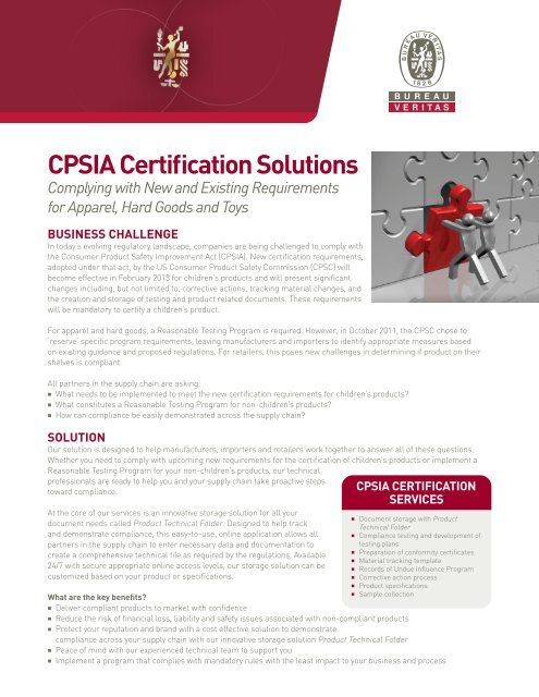 CPSIA Certification Solutions - Bureau Veritas